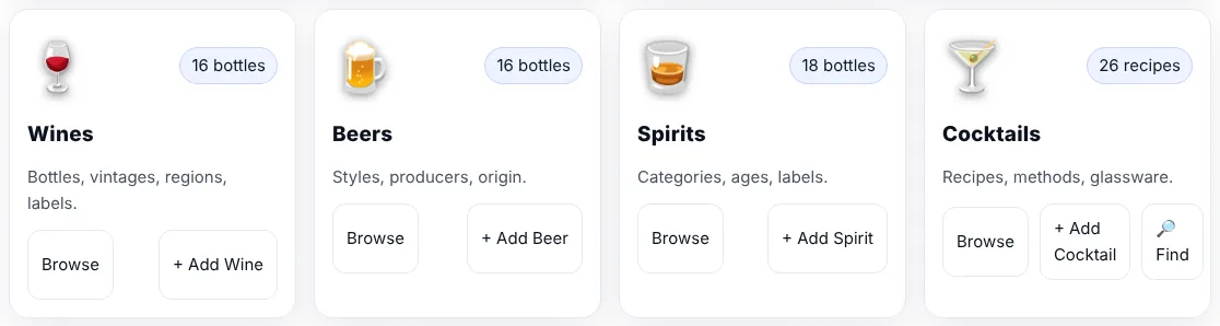 The four collections — tap Browse to see them, ＋ Add for a new one.